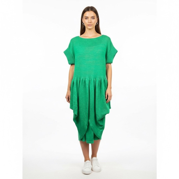 Vintage Dresses & Skirts - Vintage Lucie Bournival Kelly Green Short Sleeve Sweater Dress Size L